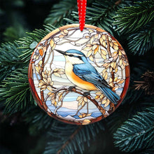 Load image into Gallery viewer, Avian Elegance - Winter Birds of North America-Stained Glass styled Porcelain Ornaments for Festive Decor