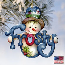Load image into Gallery viewer, Frosty Wood Ornament