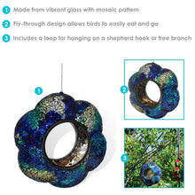 Load image into Gallery viewer, Glass Indigo Flower Mosaic Fly-Through Hanging Bird Feeder