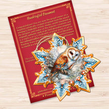 Load image into Gallery viewer, Short-eared Owl Snowflake Wood Ornament - GDebrekht Wildlife