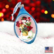 Load image into Gallery viewer, Gifty Snowman Glass Ornament Holiday by Susan Winget