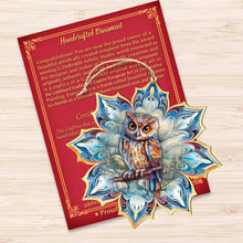 Load image into Gallery viewer, Great Horned Owl Snowflake Wood Ornaments Debrekht Wildlife