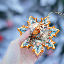 Load image into Gallery viewer, Short-eared Owl Snowflake Wood Ornament - GDebrekht Wildlife
