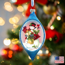 Load image into Gallery viewer, Gifty Snowman Glass Ornament Holiday by Susan Winget
