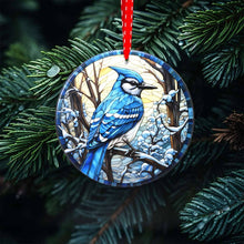 Load image into Gallery viewer, Avian Elegance - Winter Birds of North America-Stained Glass styled Porcelain Ornaments for Festive Decor