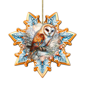 Short-eared Owl Snowflake Wood Ornament - GDebrekht  Wildlife