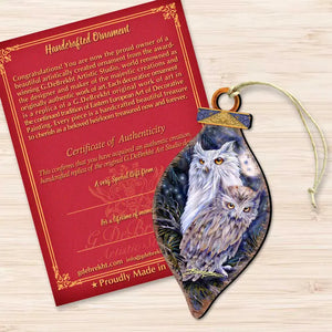 Night Watch Owls Wood Ornament