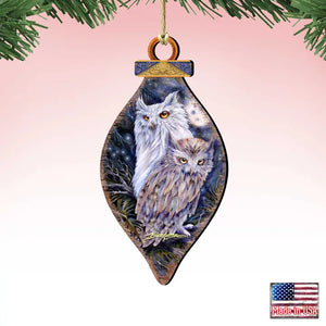 Night Watch Owls Wood Ornament