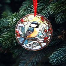 Load image into Gallery viewer, Avian Elegance - Winter Birds of North America-Stained Glass styled Porcelain Ornaments for Festive Decor
