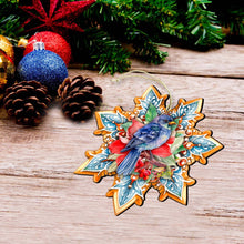 Load image into Gallery viewer, Forest Birds Snowflake Wooden Ornaments - Set of 3
