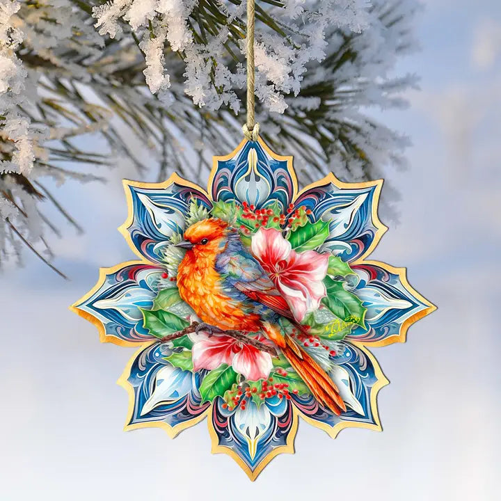 Forest Bird Snowflake Ornament