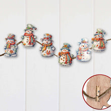 Load image into Gallery viewer, Snowman Decorative Wooden Clip-on Ornaments - Set of 6
