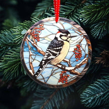 Load image into Gallery viewer, Avian Elegance - Winter Birds of North America-Stained Glass styled Porcelain Ornaments for Festive Decor
