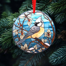 Load image into Gallery viewer, Avian Elegance - Winter Birds of North America-Stained Glass styled Porcelain Ornaments for Festive Decor
