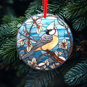 Avian Elegance - Winter Birds of North America-Stained Glass styled Porcelain Ornaments for Festive Decor