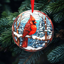 Load image into Gallery viewer, Avian Elegance - Winter Birds of North America-Stained Glass styled Porcelain Ornaments for Festive Decor
