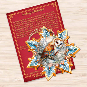 Short-eared Owl Snowflake Wood Ornament - GDebrekht  Wildlife