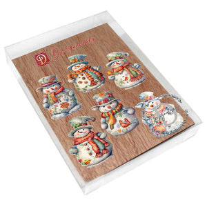 Snowman Decorative Wooden Clip-on Ornaments - Set of 6