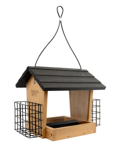 Bamboo 3QT Hopper Bird Feeder With Suet Holders